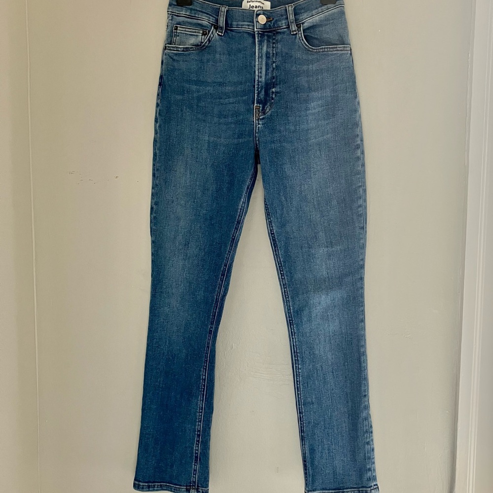Reformation High Rise Skinny Darwin Wash Size 27
